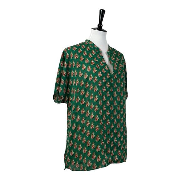 Cabi Blouse Popover V-neck Green Pink Multi Floral Print 3262 Women’s Size Large - Picture 2 of 11